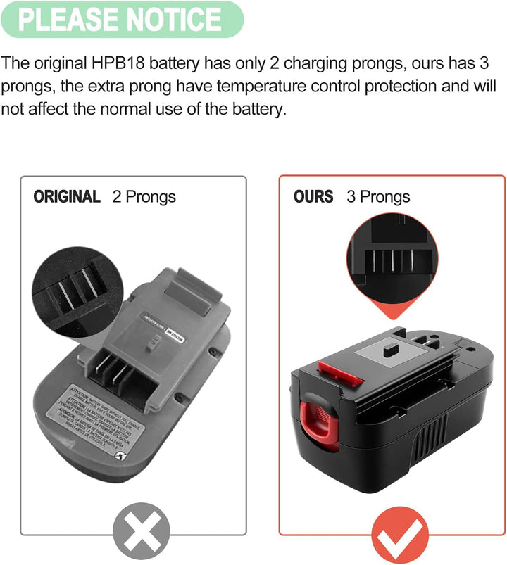 3.5Ah 18V ErsatzAkku für Black & Decker 18V Akku A1718 A18NH HPB18 HPB18-OPE A18 Feuersturm A18 FS18