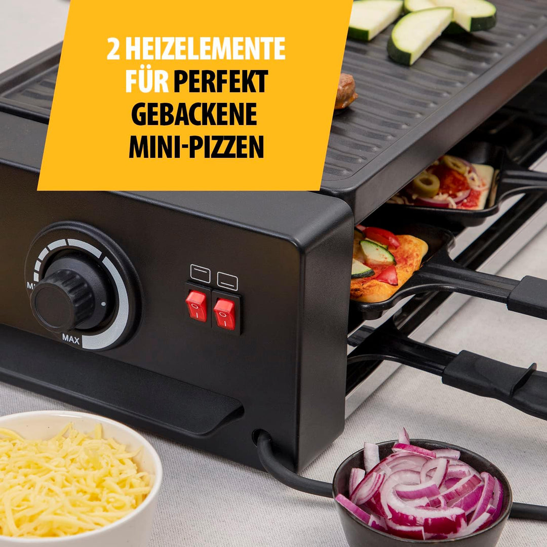 Tristar RA-2736 Multifunktionales Raclette- und Pizzagerät Einstellbarer Thermostat mit doppeltem He