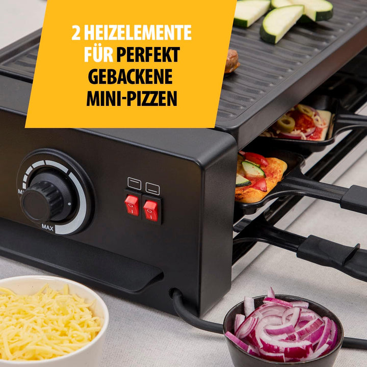 Tristar RA-2736 Multifunktionales Raclette- und Pizzagerät Einstellbarer Thermostat mit doppeltem He