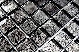 Mosaik Fliese Transluzent Glasmosaik Crystal schwarz Struktur 10 Mosaikmatten