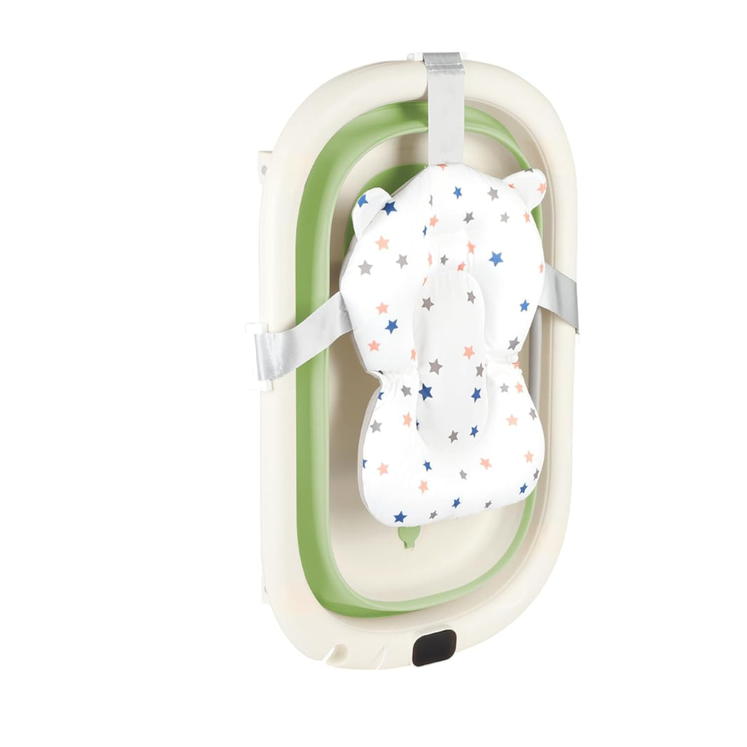 Faltbare Babybadewanne mit Ablaufstopfen & Temperaturanzeige & Sitzkissen, ultra kompakt – rutschfes
