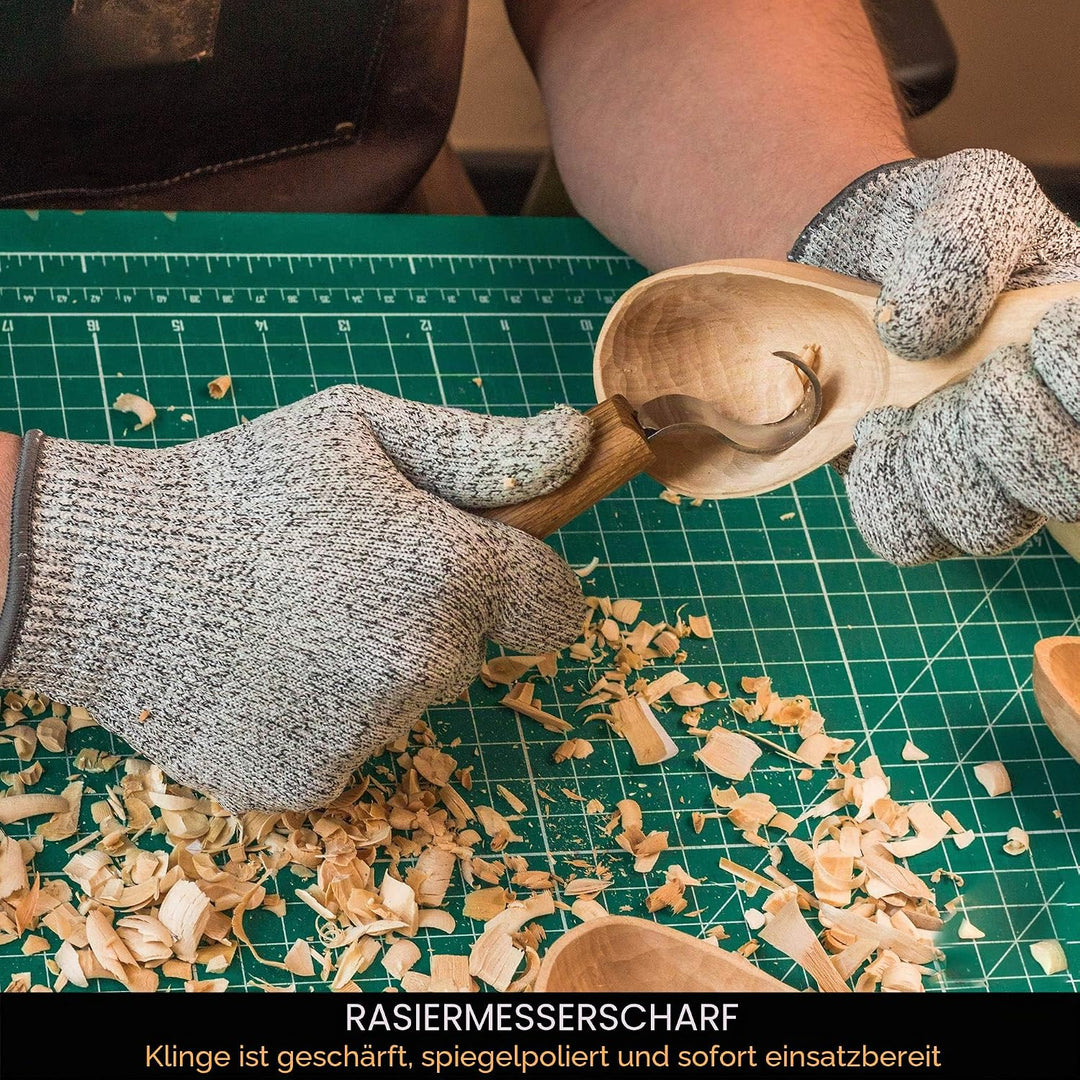 BeaverCraft SK1S Hakenmesser Holzschnitzlöffel Schnitzmesser mit Lederscheide - Holzschnitzhakenmess