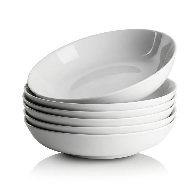 ALLUSEIT Pastateller Keramik, 6er Set 1.1L Porzellan Suppenteller, Tiefe teller Gross, Frühstückstel