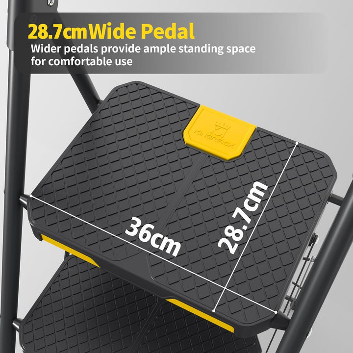 KINGRACK Leiter 4 Stufen, trittleiter 4 Stufen klappbar, mit rutschfestem, breitem Pedal und Handläu