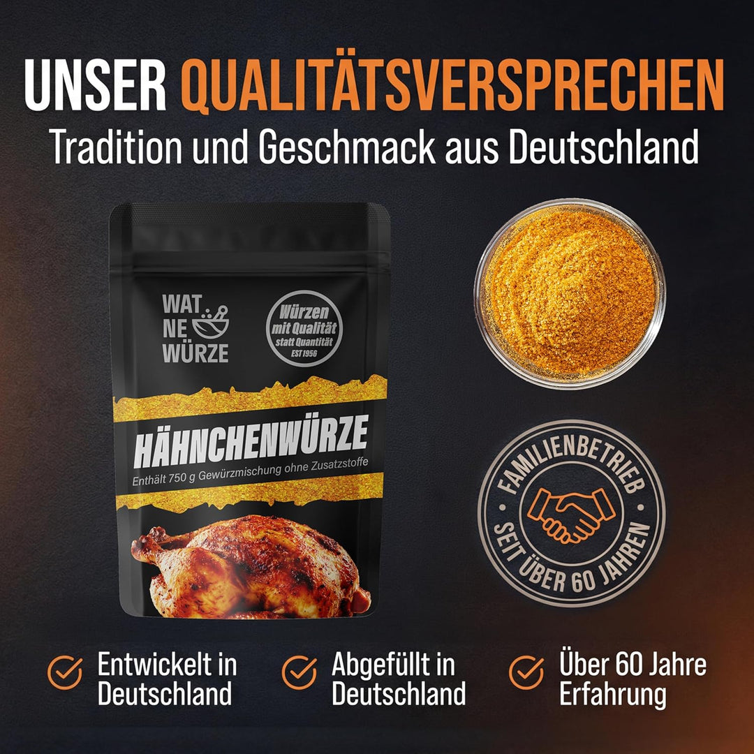 WAT NE WÜRZE Hähnchengewürz Chicken Rub 750 g | Gewürz für Brathähnchen, Chicken Wings, Hähnchen, Ga