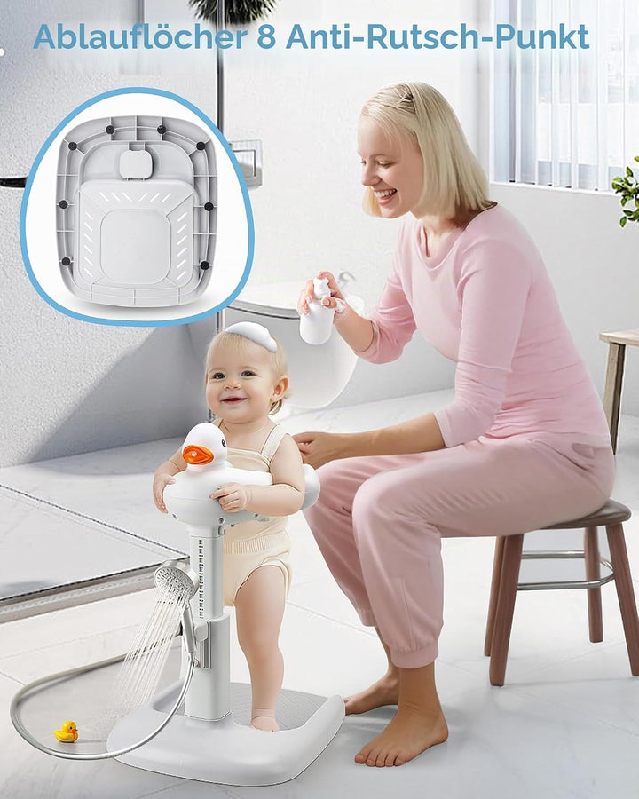 Höhenverstellbar Baby Badewanne Gestell mit Sitz: Stand Dusche with Seat für ab 6 Monate Kinder - An