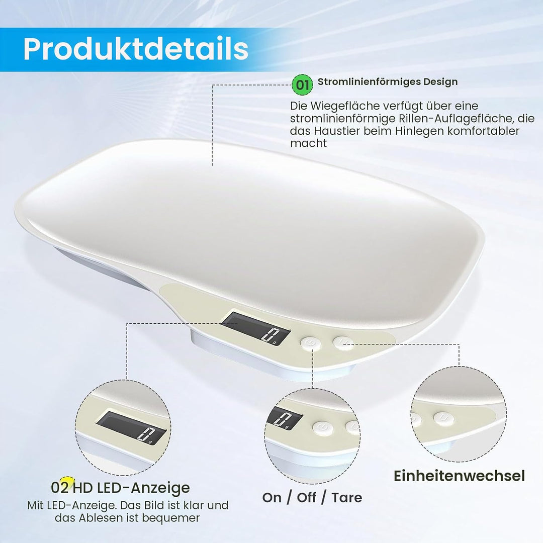 Tierwaage für Kleine Tiere, Kleine Digitalwaage Haustierwaage, Hundewaage 15Kg (±1gram), LCD Digital