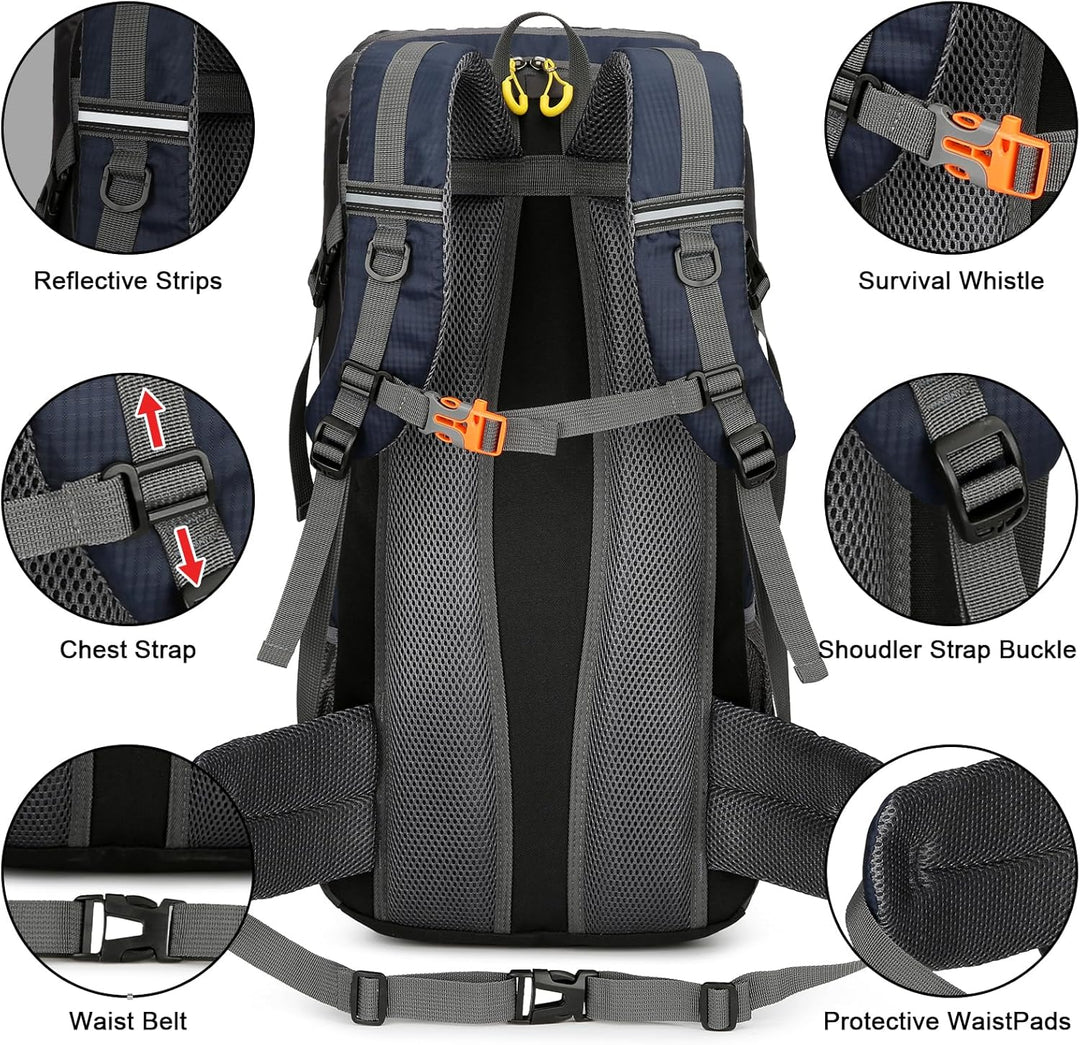 jianyana Wanderrucksack 50L Trekkingrucksack Regenhülle Reiserucksack Wasserdichter Campingrucksack