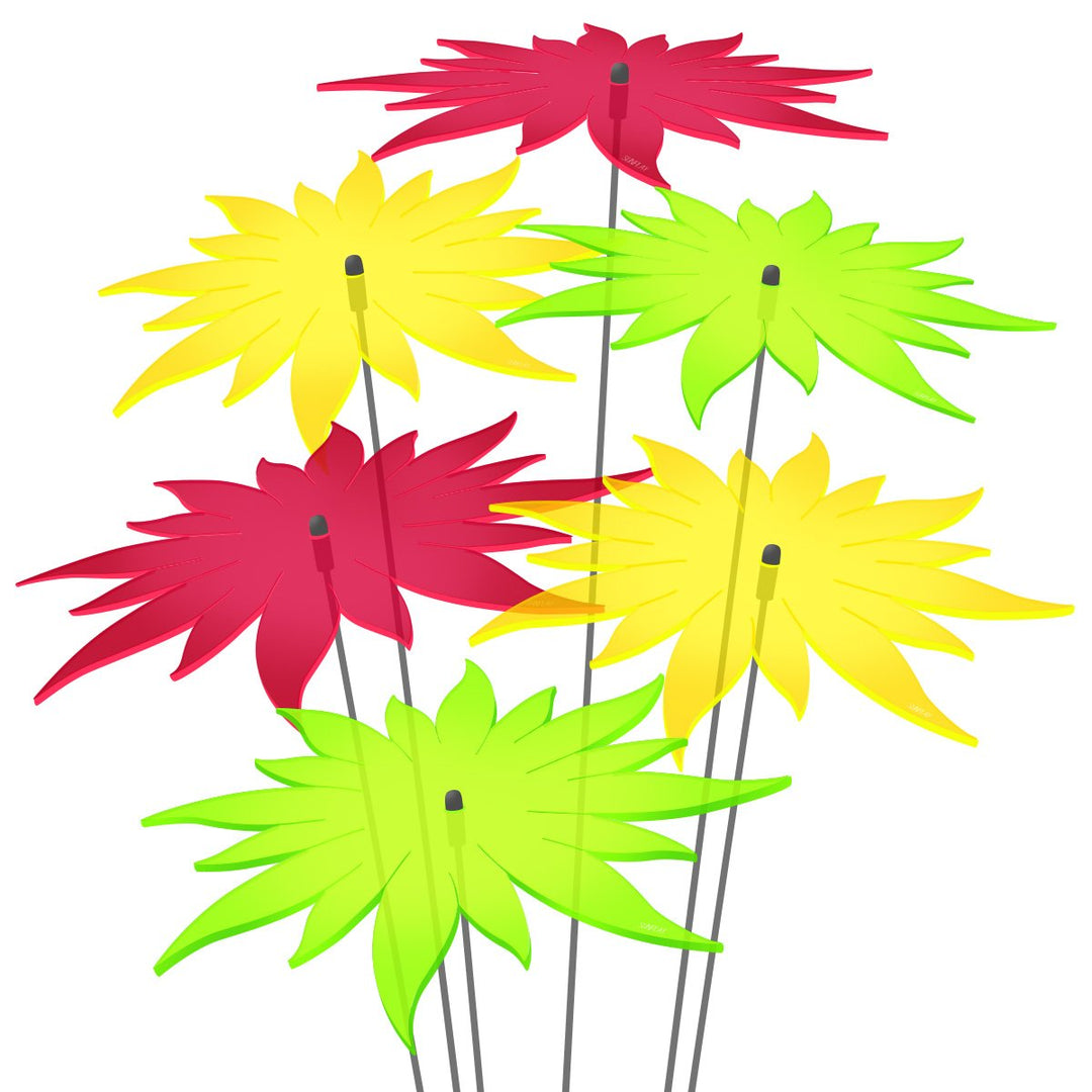 SUNPLAY Sonnenfänger - Sonnenblumen 6er-Set - 2X Gelb, 2X Grün, 2X Rot - Ø 20 cm Durchmesser + Schwi