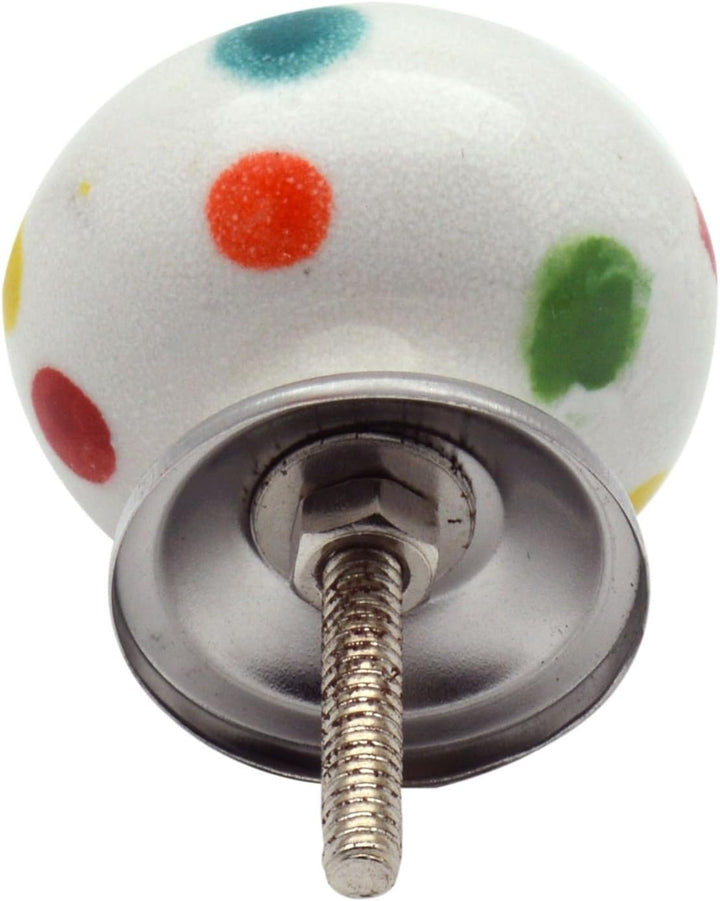 Nicola Spring Runde Keramikschrankknöpfe - Polka Dot - Pack Von 12