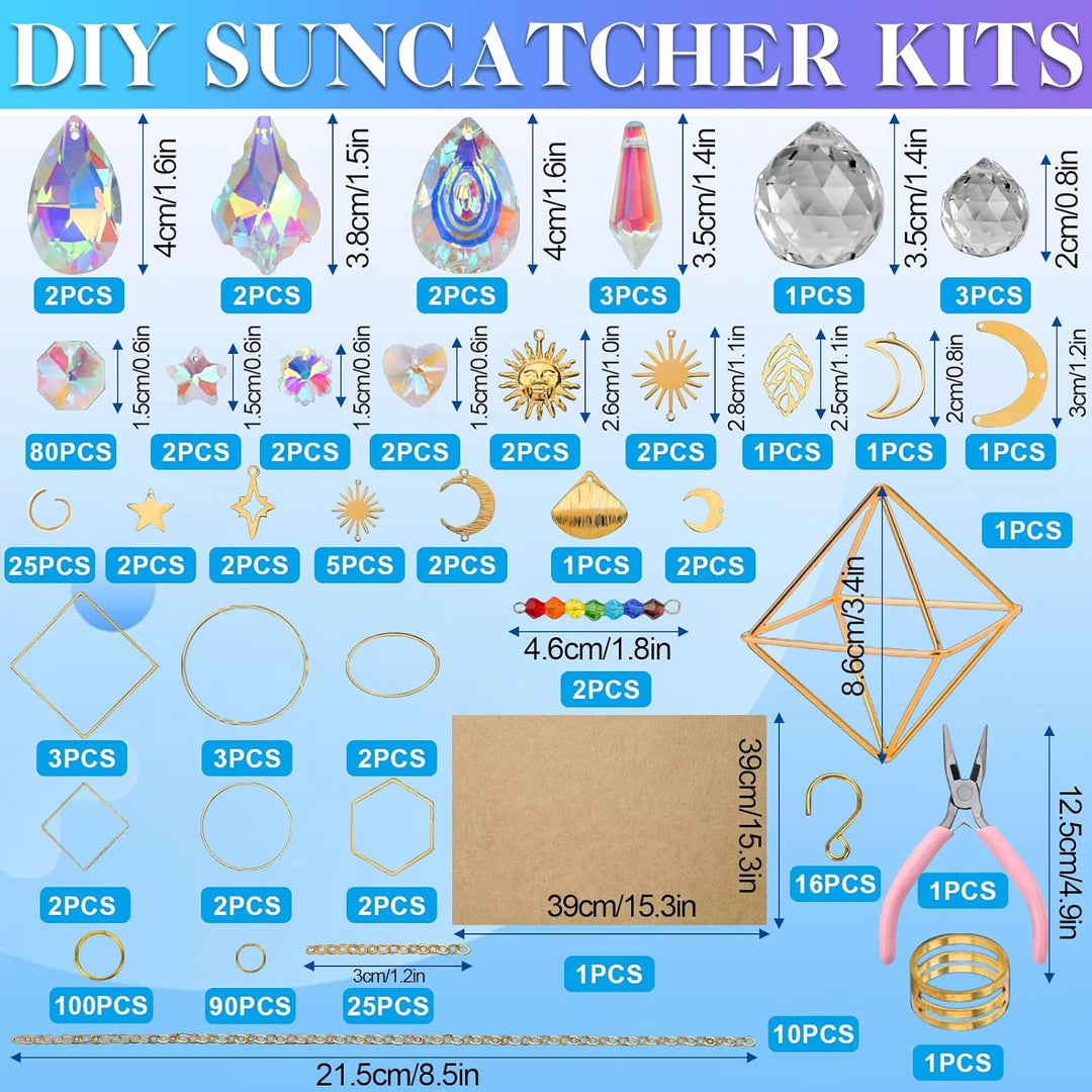 VEEKAY 400 Stück Sonnenfänger Kristall Bastelset,DIY Sonnenfänger Fenster Deko,Sonnenfänger Kristall