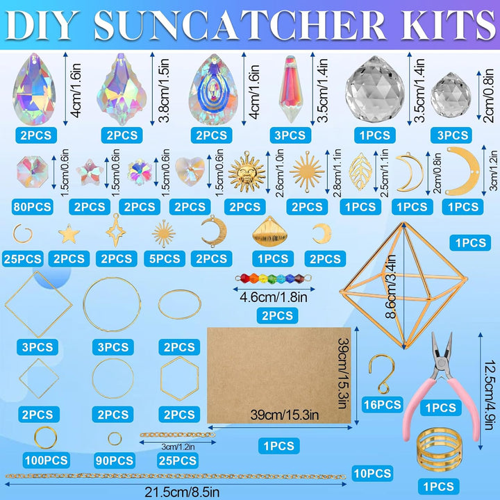 VEEKAY 400 Stück Sonnenfänger Kristall Bastelset,DIY Sonnenfänger Fenster Deko,Sonnenfänger Kristall