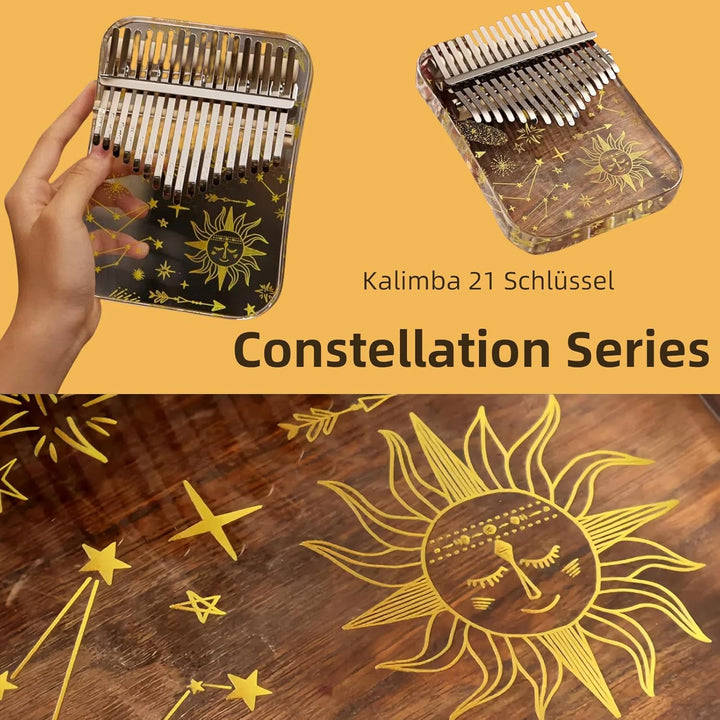 Kalimba 21 Schlüssel, Crystal Fingerklaviere，Professionelle Daumenklavier Carlimba, Mbira Instrument