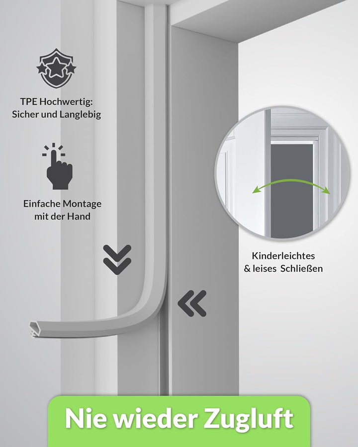Premium TPE Türdichtung für Zimmertüren gegen Zugluft aus 2 Komponenten (50m, Braun) 50m Braun, 50m