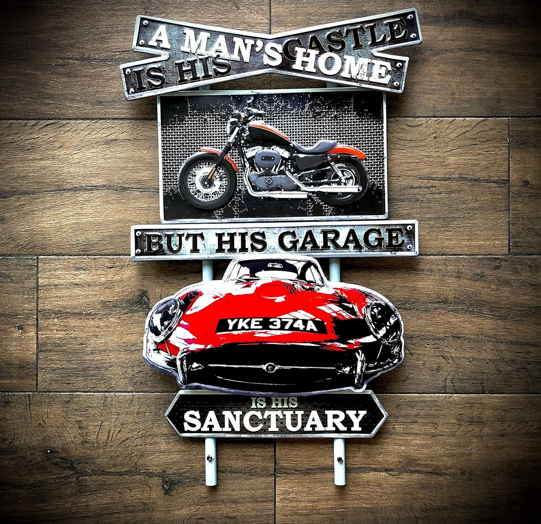DiiliHiiri Retro Schild 79x47 cm Garage Vintage-Stil Metallschild Dekoschild Wandschild Dekoration f
