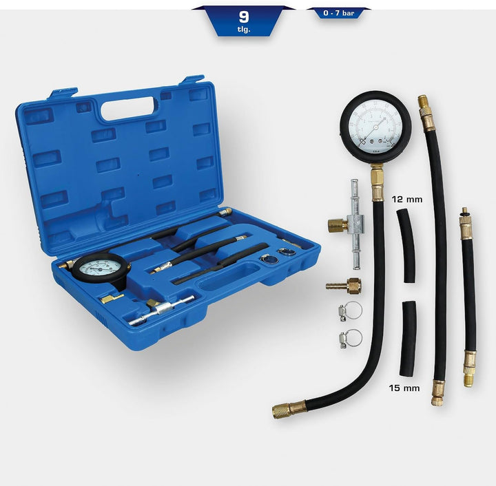 BRILLIANT TOOLS BT581250 Kraftstoff-Einspritzpumpen-Druck-Tester- Satz | 9-tlg [Powered by KS TOOLS]