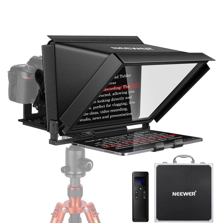 NEEWER X12 Teleprompter aus Aluminium mit RT 110 Fernbedienung und App Steuerung, kompatibel mit iPa
