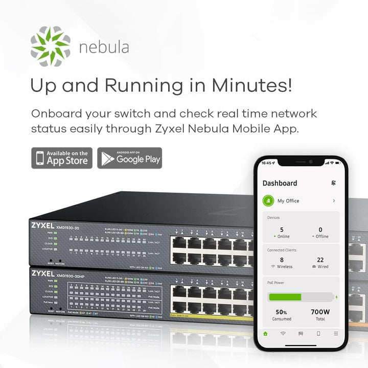 Zyxel 2,5G Multi-Gig PoE++/PoE+ Lite-L3 Smart-Managed Switch mit 24 Ports und 6-Port 10G Uplink (4 K