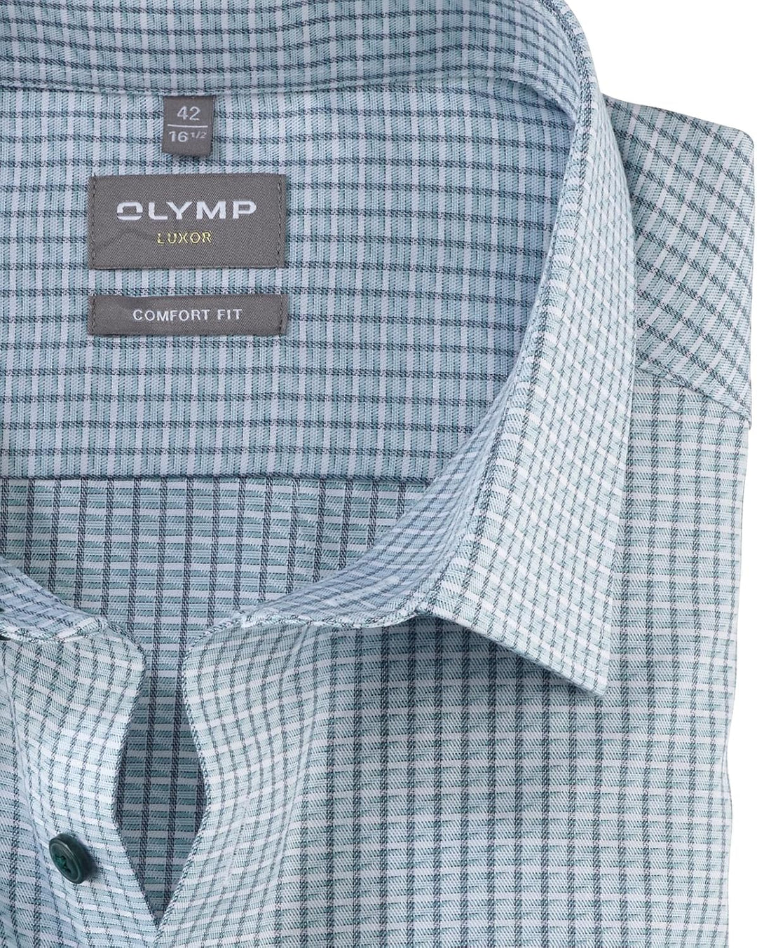 OLYMP Herren Businesshemd Langarm Luxor,Kariert,Comfort fit,New Kent 39 Grün 45, 39 Grün 45