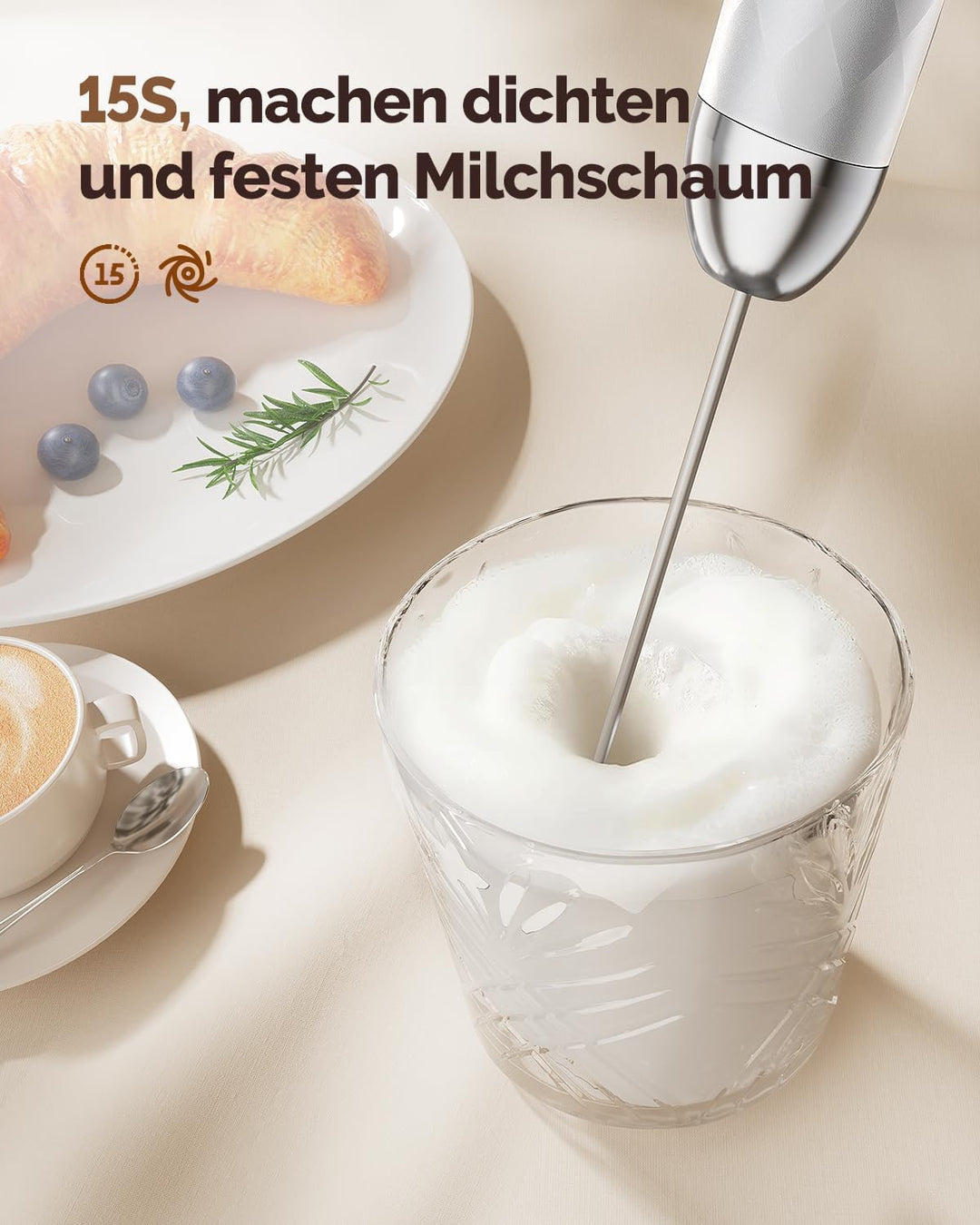 Maestri House Milchaufschäumer Mit Stufenloser Geschwindigkeitsregelung, Usb Aufladbar Milchaufschäu