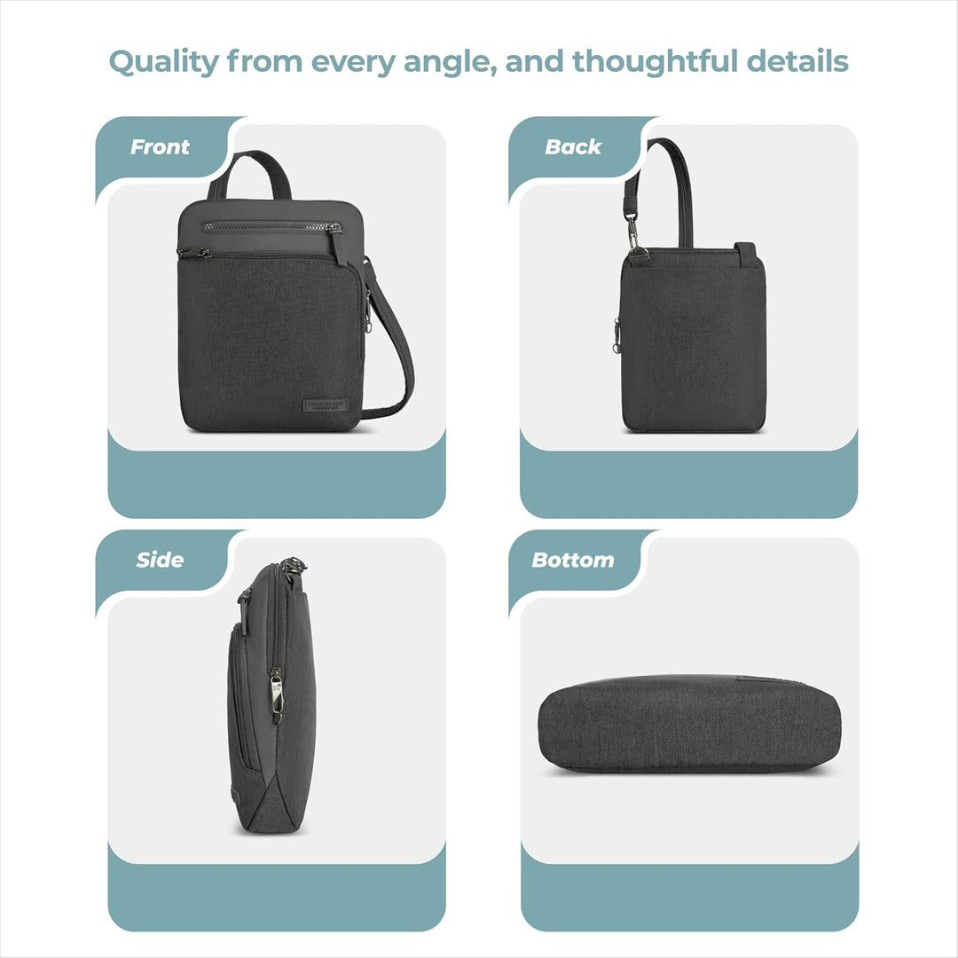 Travelon Unisex Diebstahlschutz Metro Small Crossbody Umhängetasche 9.75 x 10.75 x 2 Grau, 9.75 x 10