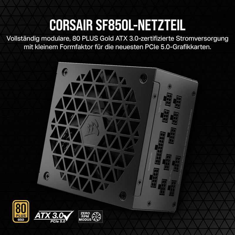 Corsair SF850L Vollmodulares, Geräuscharmes SFX-Netzteil - ATX 3.0- Und PCIe 5.0-Kompatibel - Leiser