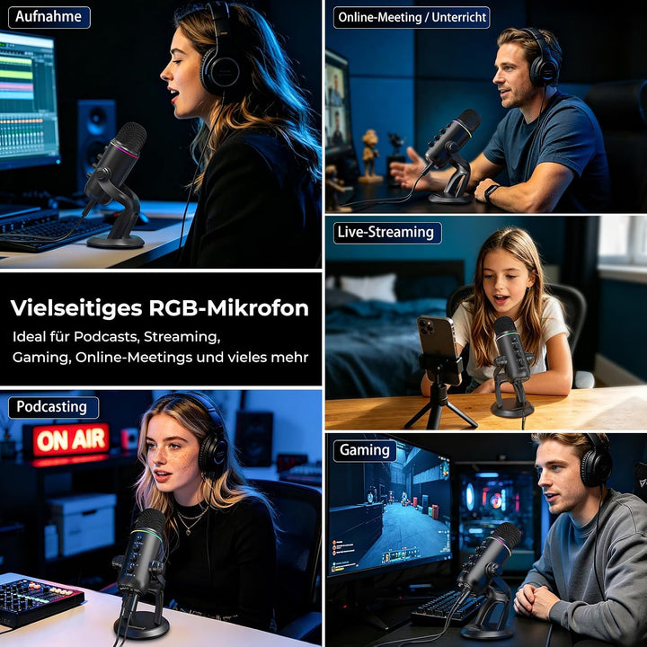 zealsound USB Mikrofon für PC &amp; Smartphone, Plug &amp; Play Podcast Mikrofon mit Rauschunterdrückung, St