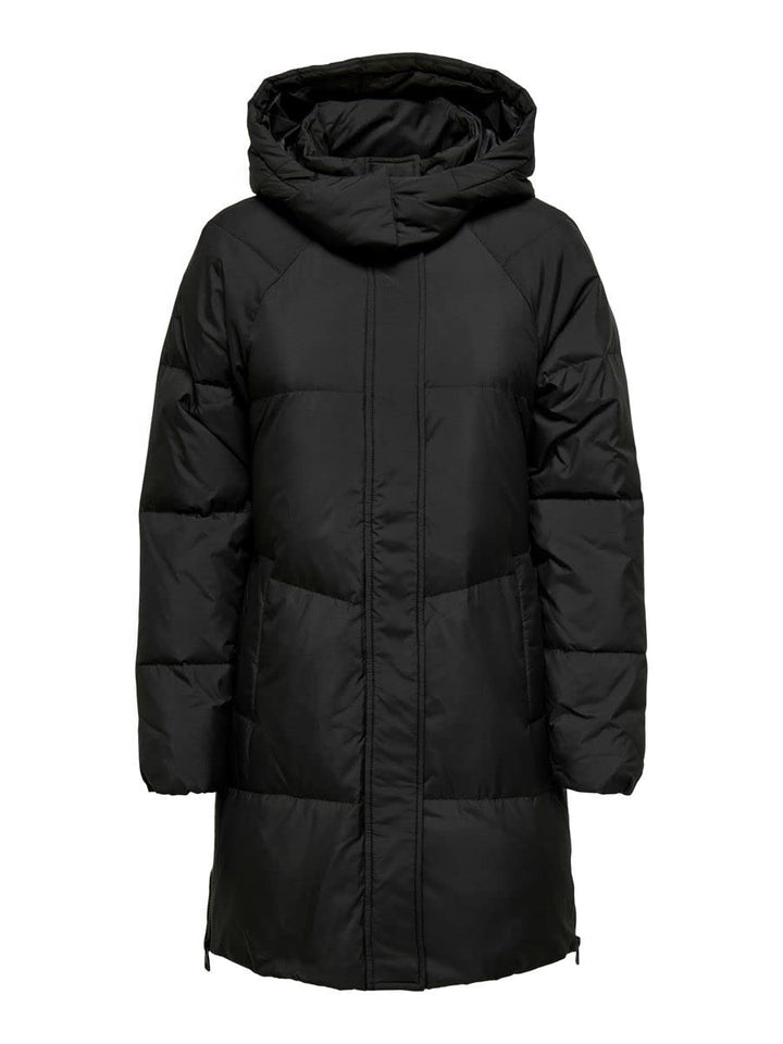 ONLY Damen Mantel ONLALICIA DOWN HOOD COAT OTW XS Schwarz, XS Schwarz