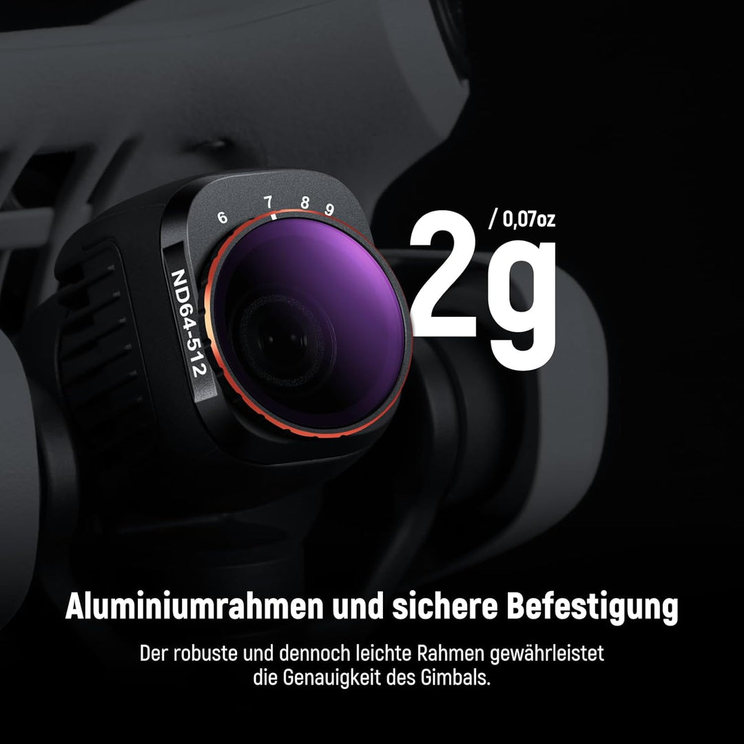 NEEWER Variabler ND Filter kompatibel mit DJI Mini 4 Pro, ND64-512 6-9 Stop, mehrfach beschichtetes