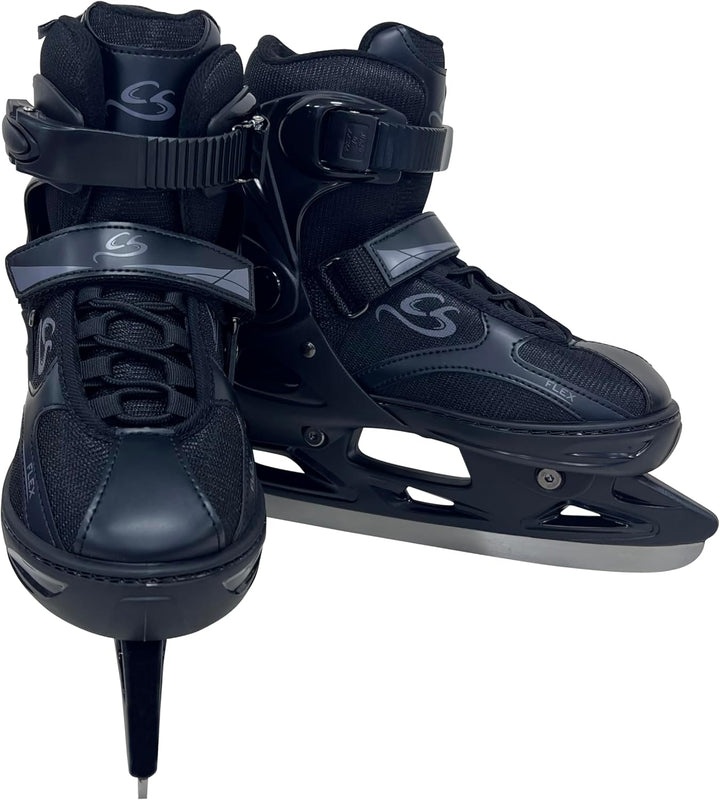 Cox Swain verstellbare Schlittschuhe Black Ice, Eislaufschuhe für Kinder, Jugendliche und Erwachsene