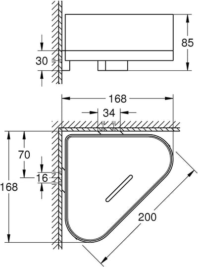 GROHE Selection - Eck-Duschablage mit Halterung (verdeckte Befestigung, langlebige Oberfläche), chro