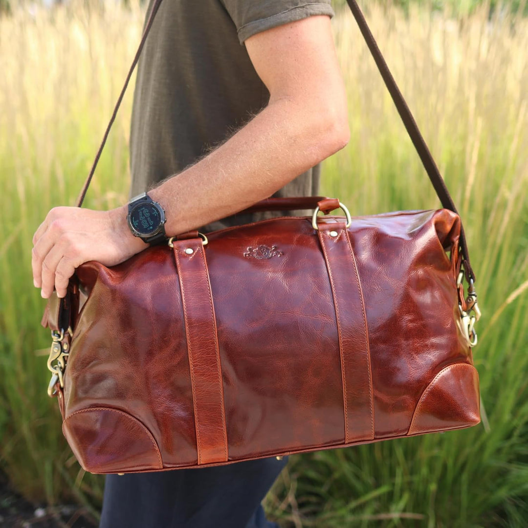 SID &amp; VAIN XL Reisetasche Austin aus Büffel-Leder I Sporttasche gross für Herren und Damen I Weekend
