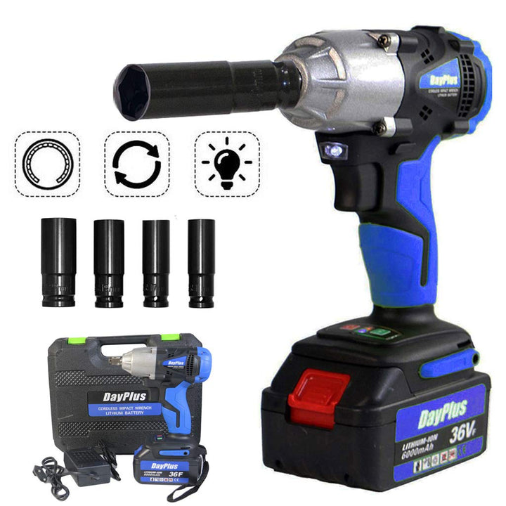 18V Akku-Schlagschrauber 1/2 Zoll Set mit 2 x Akku und EU Ladegerät, 420Nm, 4 Stecknüsse - 14/17/19/