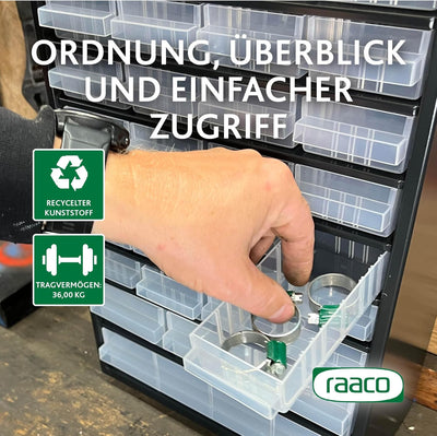 raaco Kleinteilemagazin C12-40, 36 kg Last,15 x 30,6 x 55,2 cm,40 Schubladen, beschichteter Stahl, g