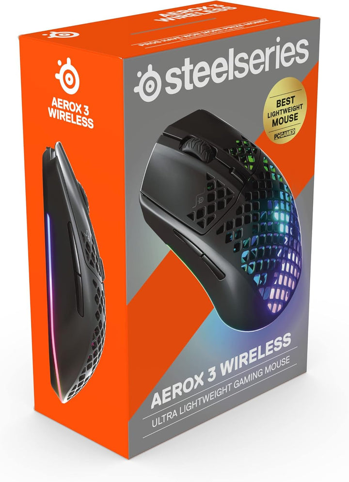 SteelSeries Aerox 3 Wireless - RGB Gaming-Mouse mit Öffnungen in der Oberfläche - Federleichtes, was