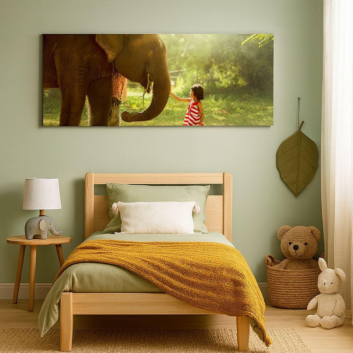 Wandbilder Dekoration Wohnzimmer Elefant Tier Panorama Bilder auf Leinwand 120x50cm Leinwandbild mit