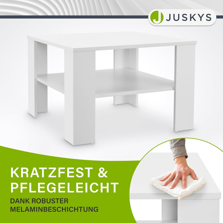 Juskys Couchtisch mit Ablage 60x60x40 cm - Holz, pflegeleicht, robust - Moderner Beistelltisch für Z