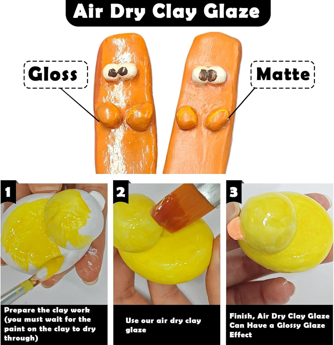 2 x 100ml air dry clay glaze und 30pcs modellierwerkzeug,ton glasur ohne brennen Schützt die Keramik