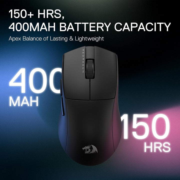 Redragon M916 PRO 3-Modus Wireless Gaming Maus, 49G Ultra-Leicht 26K DPI Maus mit Ergonomischem Natü