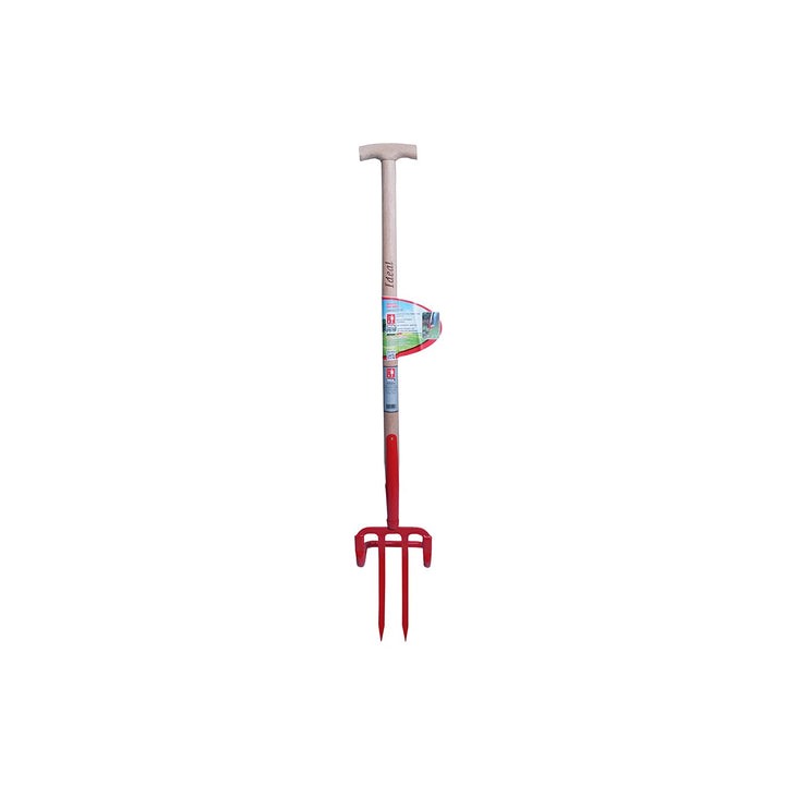 Ideal Unkrautstecher mit Bügel 2 Bajonettzinken, Rot/Beige, 19 x 15 x 112 cm