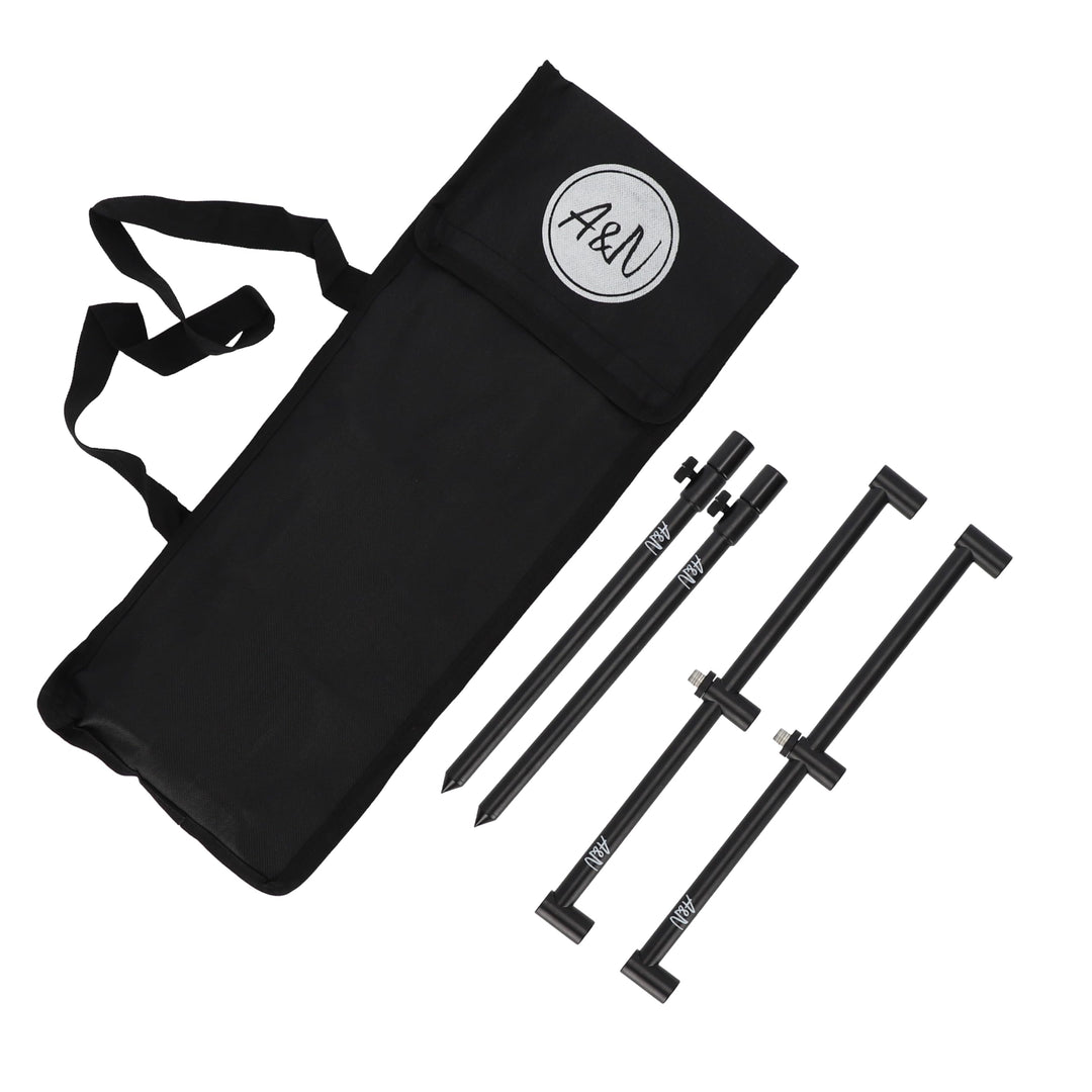 A&amp;N Rutenhalter rodpod Rutenauflage Set Alu 2 Bankstick 25-45cm 2 Buzzerbar 30cm