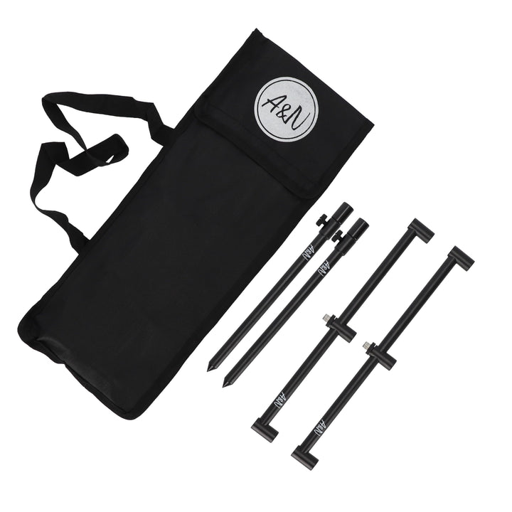 A&amp;N Rutenhalter rodpod Rutenauflage Set Alu 2 Bankstick 25-45cm 2 Buzzerbar 30cm