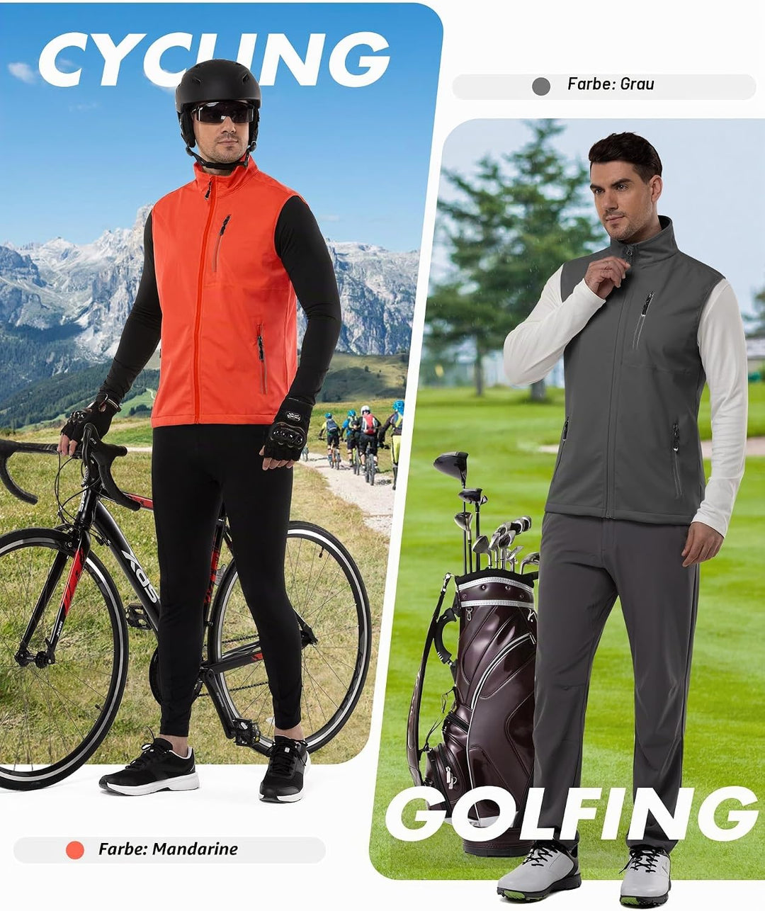 33,000ft Leichte Softshell Weste für Herren, Wasserdichte Winddichte Laufweste, Atmungsaktive Vest G