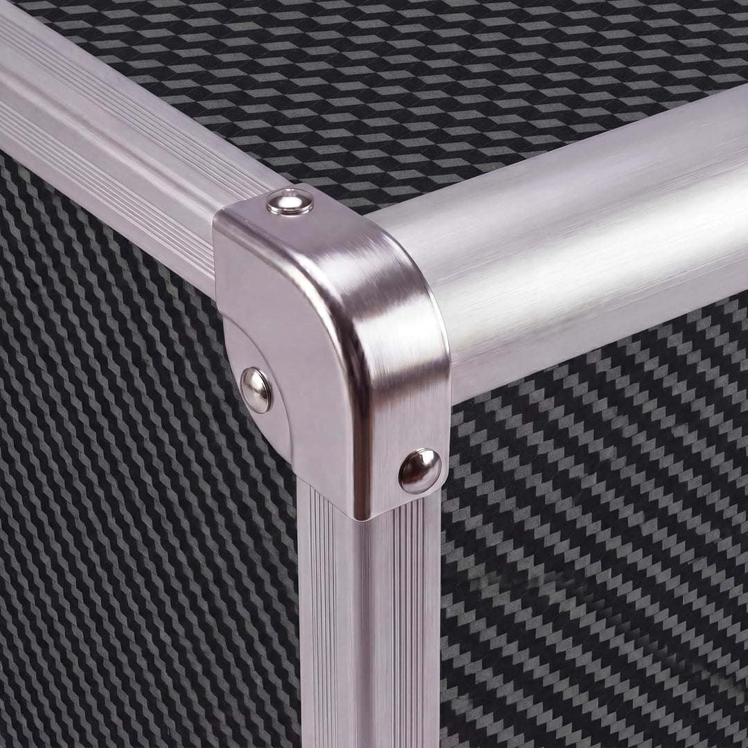 N&BF Kosmetikkoffer Gross Schwarz Carbon | Abschliessbarer Schminkkoffer & Beautycase aus Aluminium