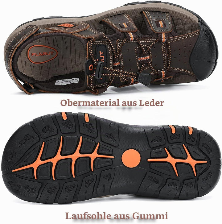 FLARUT Sandalen Herren Outdoorsandalen Sommer Wanderschuhe Trekkingsandalen Leder Strand Wandersanda