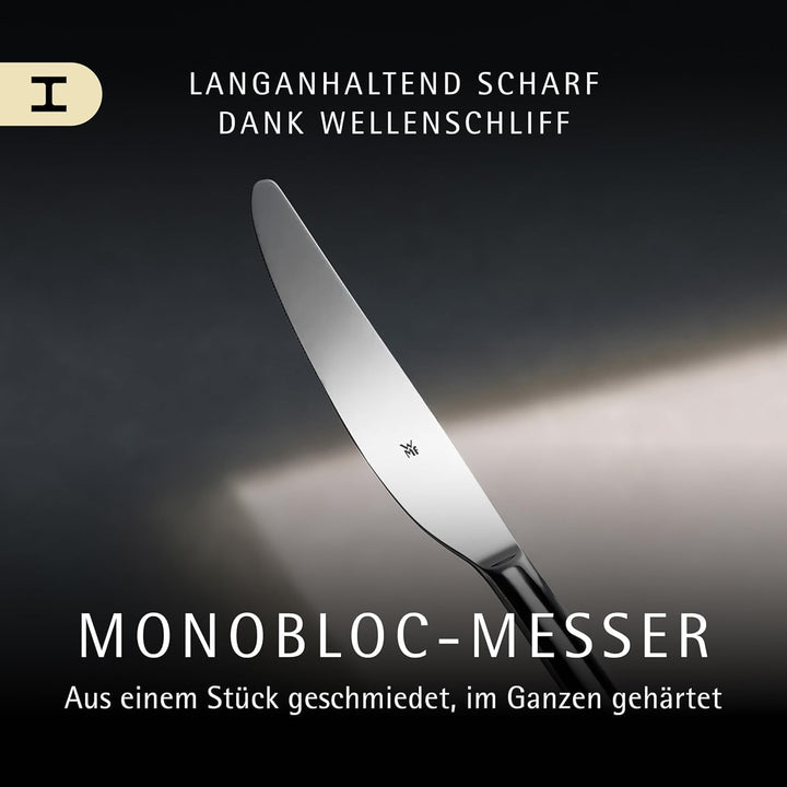 WMF Habitum Besteck Set 12 Personen, Essbesteck 60 teilig, Monobloc-Messer, Cromargan Edelstahl poli