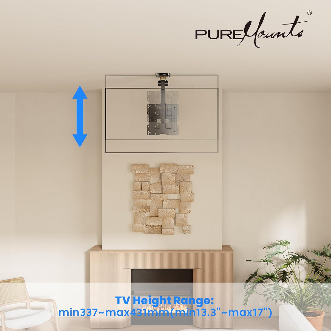 PureMounts TV Deckenhalterung für Fernseher, geeignet für 19-43 Zoll, klappbar, höhenverstellbar, sc