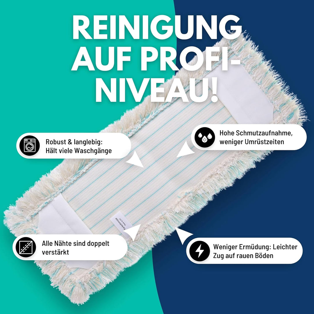 Sonty Profi Wischmopp Baumwolle geöltes Parkett 40 cm – 2 Stück Parkettmopp für Holzböden in Haushal