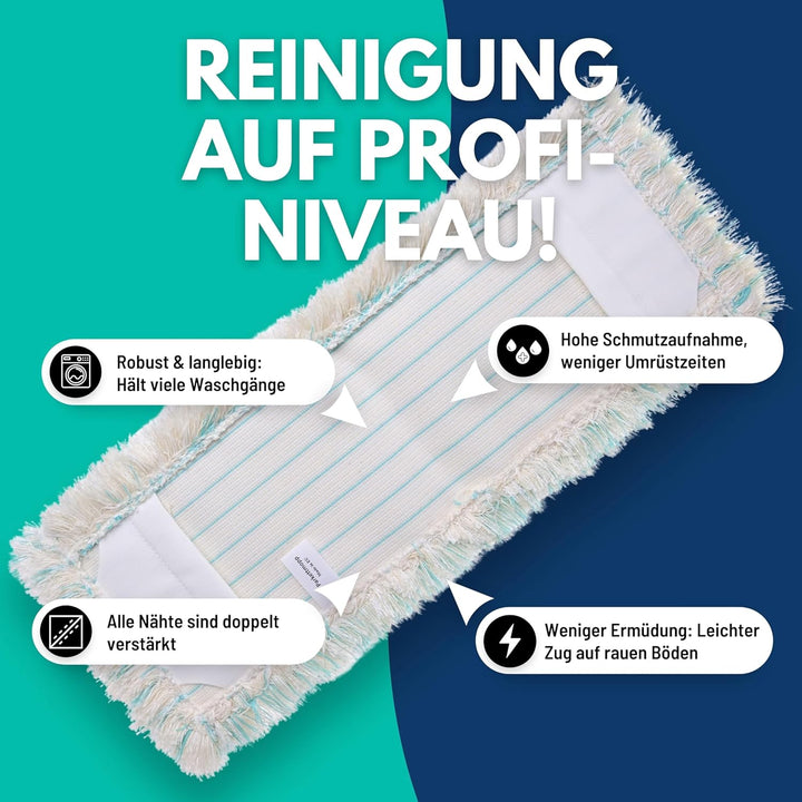 Sonty Profi Wischmopp Baumwolle geöltes Parkett 40 cm – 2 Stück Parkettmopp für Holzböden in Haushal