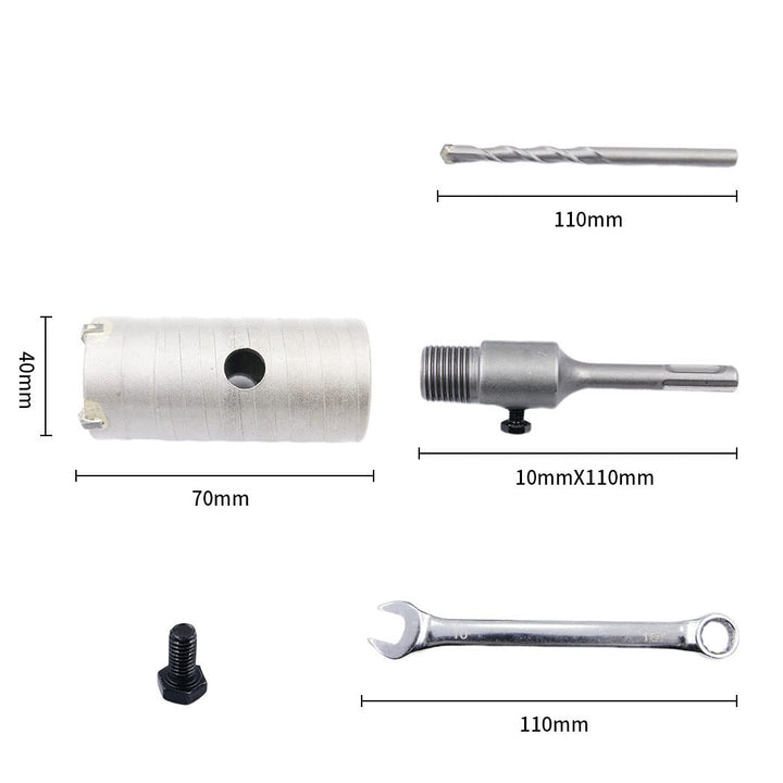Betonbohrer 40mm mit SDS-Bit und 110mm Adapter, Hartmetall-Hohlbohrer für Ziegel, Beton, Zementstein